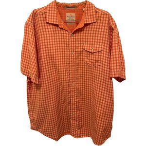 Tommy Bahama Men's Orange Gingham Shirt Size XLarge Button Up Vacation‎
